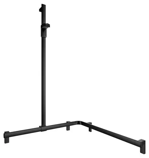 Schwarzer, mattierter Handlauf von Keuco mit einer vertikalen Stütze und einer sich horizontal erstreckenden Basis. Ideal für Badezimmeranwendungen.